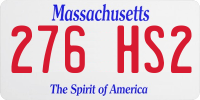 MA license plate 276HS2