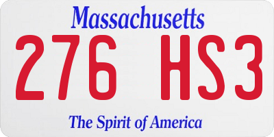 MA license plate 276HS3
