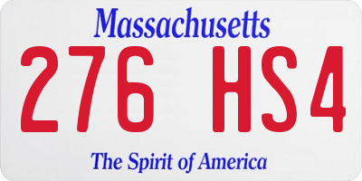 MA license plate 276HS4