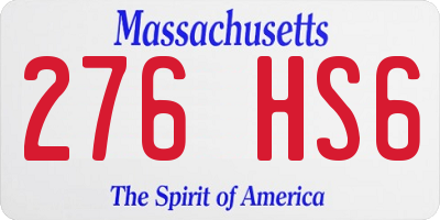 MA license plate 276HS6