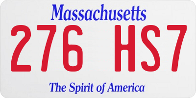 MA license plate 276HS7
