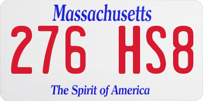 MA license plate 276HS8