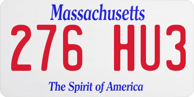 MA license plate 276HU3