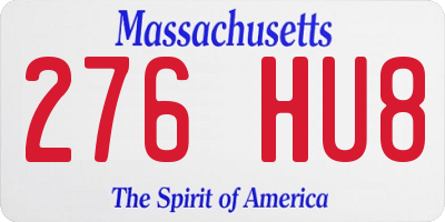 MA license plate 276HU8