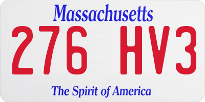 MA license plate 276HV3