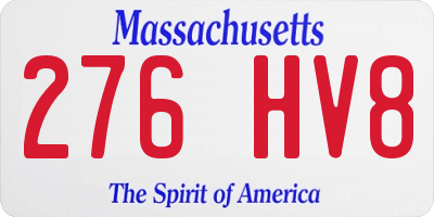 MA license plate 276HV8