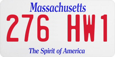 MA license plate 276HW1