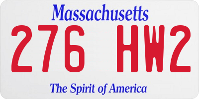 MA license plate 276HW2