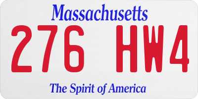 MA license plate 276HW4