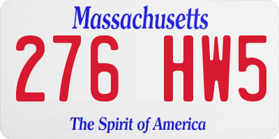 MA license plate 276HW5