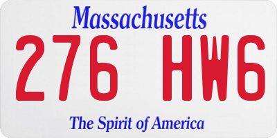 MA license plate 276HW6