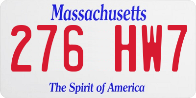 MA license plate 276HW7