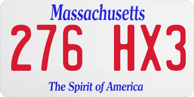 MA license plate 276HX3