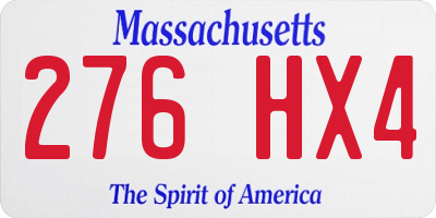 MA license plate 276HX4