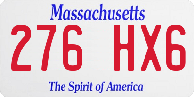 MA license plate 276HX6
