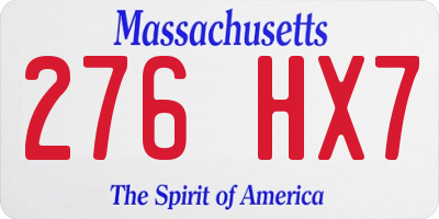 MA license plate 276HX7