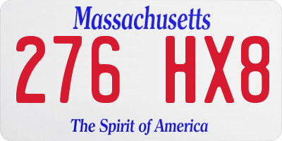 MA license plate 276HX8