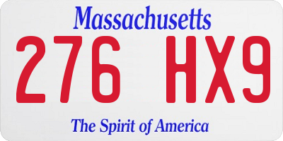 MA license plate 276HX9