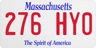 MA license plate 276HY0