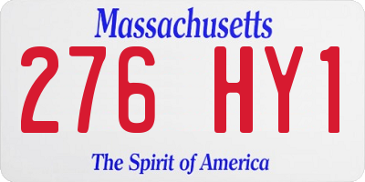 MA license plate 276HY1