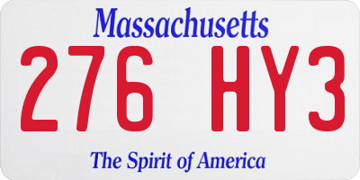 MA license plate 276HY3