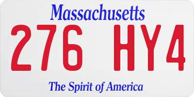 MA license plate 276HY4