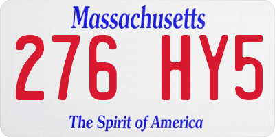 MA license plate 276HY5