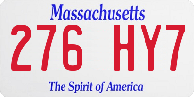 MA license plate 276HY7