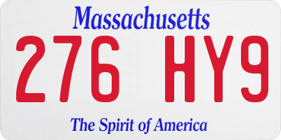 MA license plate 276HY9