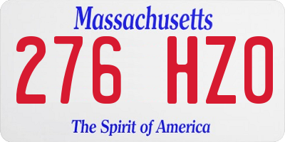 MA license plate 276HZ0