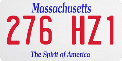 MA license plate 276HZ1