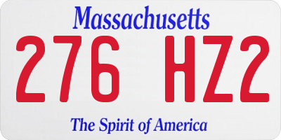 MA license plate 276HZ2