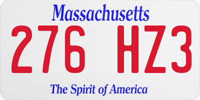 MA license plate 276HZ3