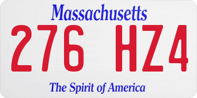 MA license plate 276HZ4