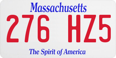 MA license plate 276HZ5
