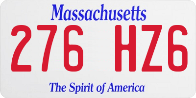 MA license plate 276HZ6