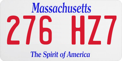 MA license plate 276HZ7