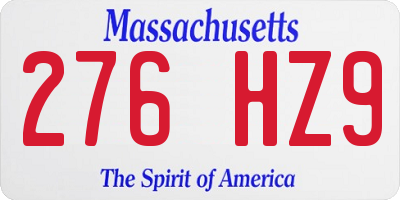 MA license plate 276HZ9
