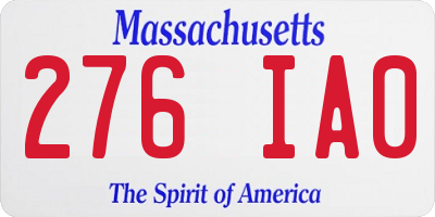 MA license plate 276IA0