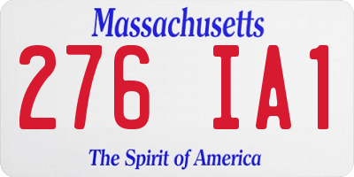 MA license plate 276IA1