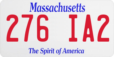 MA license plate 276IA2