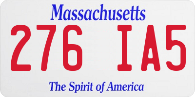 MA license plate 276IA5