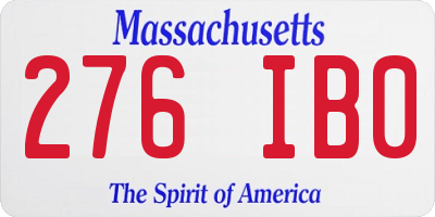 MA license plate 276IB0