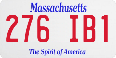 MA license plate 276IB1