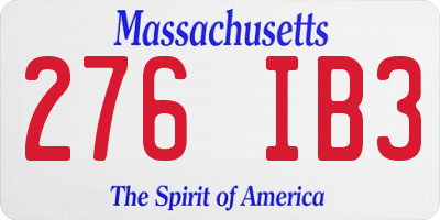 MA license plate 276IB3