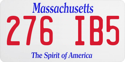 MA license plate 276IB5