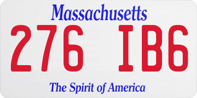 MA license plate 276IB6