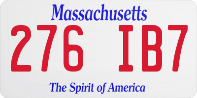 MA license plate 276IB7