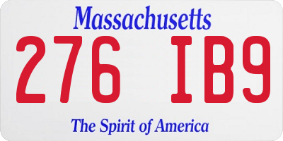 MA license plate 276IB9