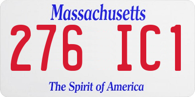MA license plate 276IC1